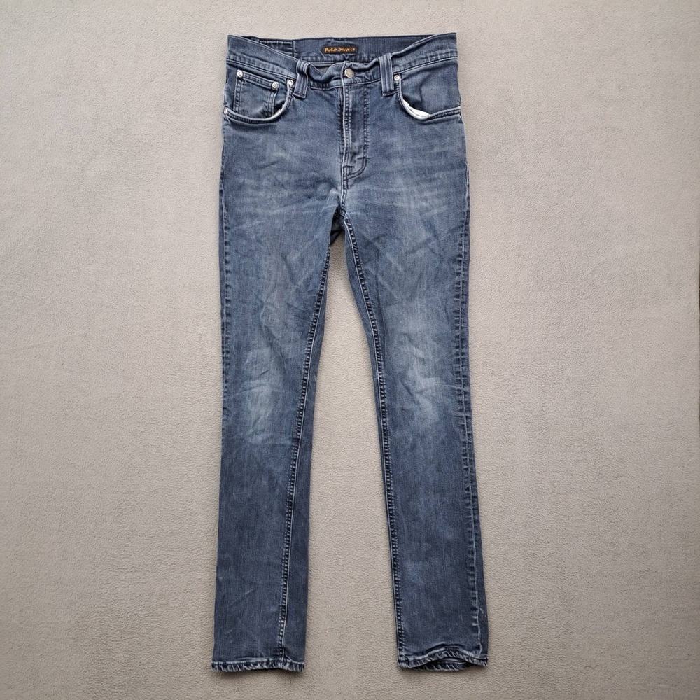 Nudie Jeans Co Slim Fit Organic Cotton Denim Jeans Mens 31x32 Measures 30x31
